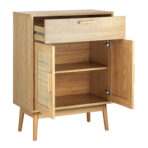 Buffet Minimalis Kayu Jati Kombinasi Rotan