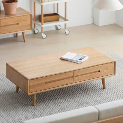 Coffee Table Minimalis 2 Laci Kayu Jati