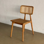 Kursi Makan japandi Kayu Jati Kombinasi Rotan