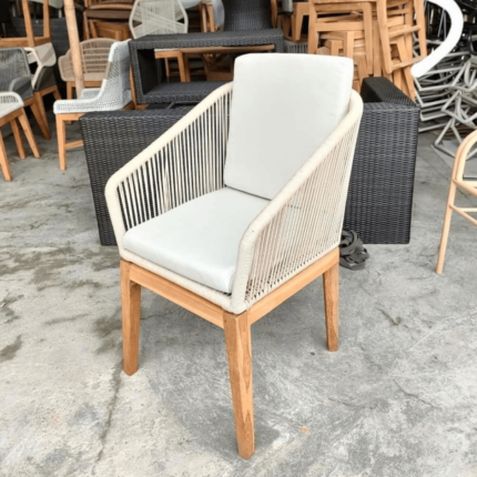 Kursi Arm Chair Minimalis Kayu Jati kombinasi Rope