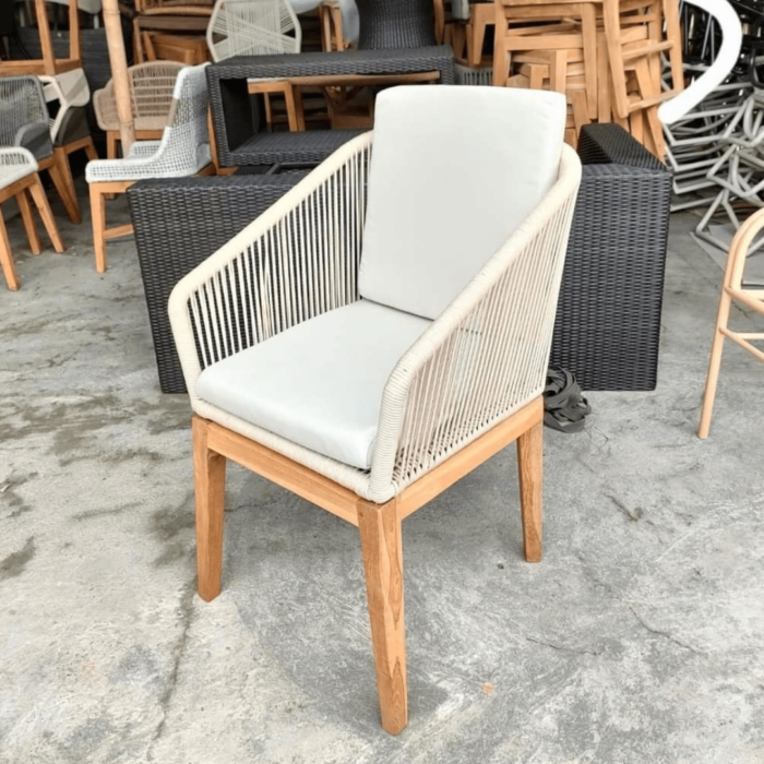 Kursi Arm Chair Minimalis Kayu Jati kombinasi Rope