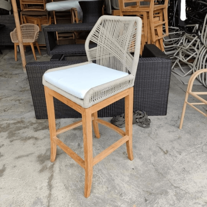 Kursi Bar Minimalis Kayu Jati Kombinasi Rope