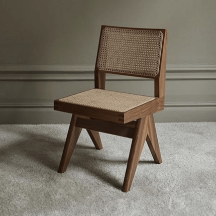 Kursi Makan Retro Kayu Jati Kombinasi Rotan