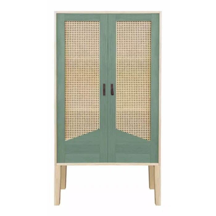 Lemari Retro 2 Pintu Rotan Warna Pastel