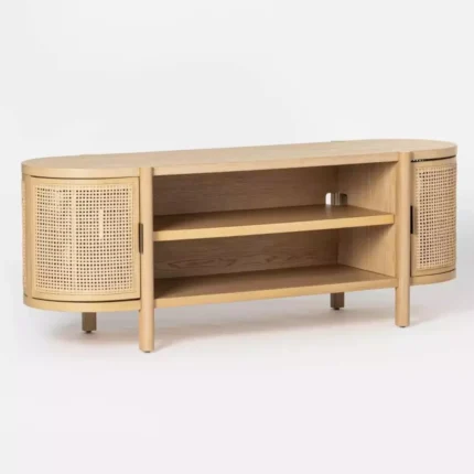 Buffet Minimalis Retro Kayu Sungkai Pintu Rotan