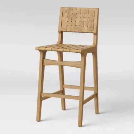 Kursi Bar Vintage Kayu Jati Dudukan Kulit