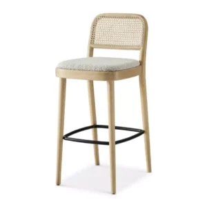 Kursi Bar Jati Retro Sandaran Rotan