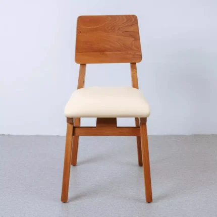 Kursi Makan Jati Retro Dudukan Kulit