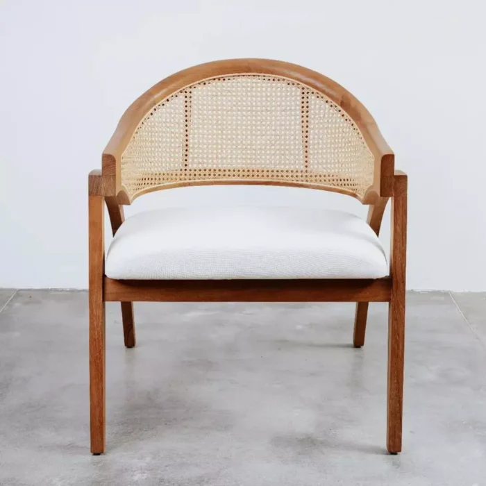 Armchair Jati Model Retro Sandaran Rotan