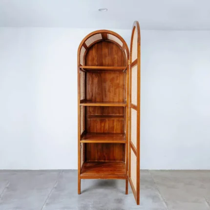 Lemari Penyimpanan Jati Kombinasi Anyaman Rotan