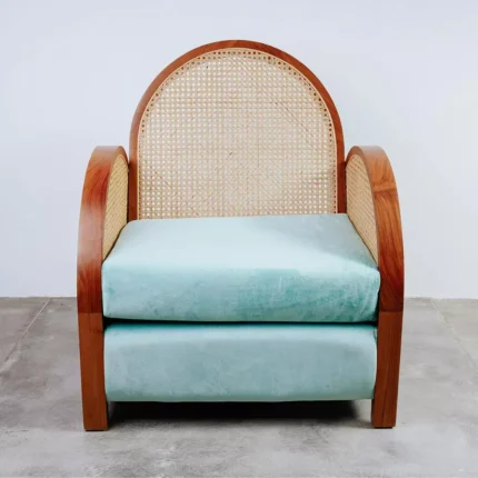 Armchair Jati Vintage Retro Kombinasi Anyaman Rotan