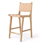 Kursi Bar Kulit Sapi Leather FRame Kayu Jati