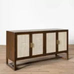 Lemari Buffet Jati Retro 4 Pintu Anyaman Rotan