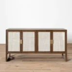 Lemari Buffet Jati Retro 4 Pintu Anyaman Rotan