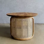 Meja Tamu Jati Model Retro Minimalis Kombinasi Anyaman Rotan