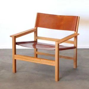 Armchair Jati Minimalis Kulit Sapi