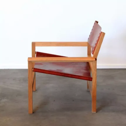 Armchair Jati Minimalis Kulit Sapi