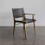 Kursi Jati Mid Century Kain Kulit Sapi