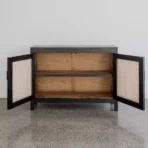 Rak Lemari Retro Kayu Jati 2 Pintu Rotan