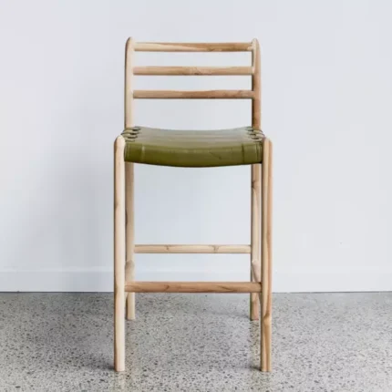 Kursi Bar Kayu Jati Minimalis Kulit Sapi