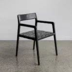 Kursi Makan Jati Untuk Cafe Dan Resto Model Mid Century Kulit Sapi