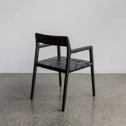 Kursi Makan Jati Untuk Cafe Dan Resto Model Mid Century Kulit Sapi