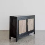 Rak Lemari Retro Kayu Jati 2 Pintu Rotan