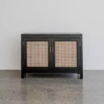 Rak Lemari Retro Kayu Jati 2 Pintu Rotan