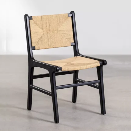 Kursi Makan Retro Kayu Jati Kombinasi Anyaman Loom