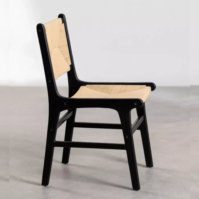 Kursi Makan Retro Kayu Jati Kombinasi Anyaman Loom