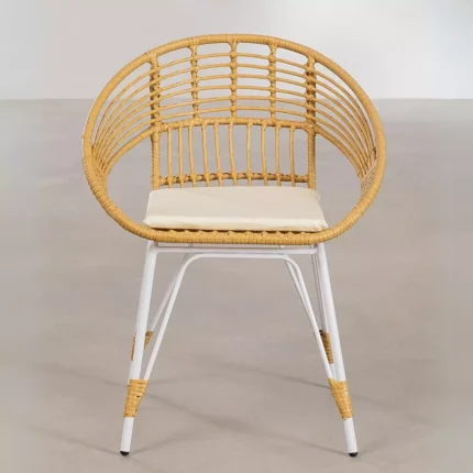 Armchair Indutrial Minimalis Frame Besi Kombinasi Rotan