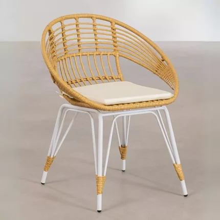 Armchair Indutrial Minimalis Frame Besi Kombinasi Rotan