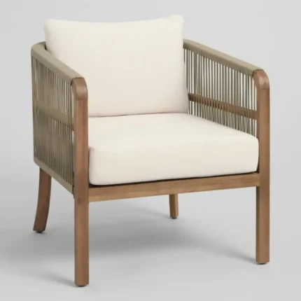 Armchair Jati Retro Dengan Anyaman Tali Rope