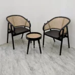 set kursi teras jati kombinasi anyaman rotan