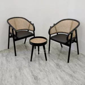 set kursi teras jati kombinasi anyaman rotan