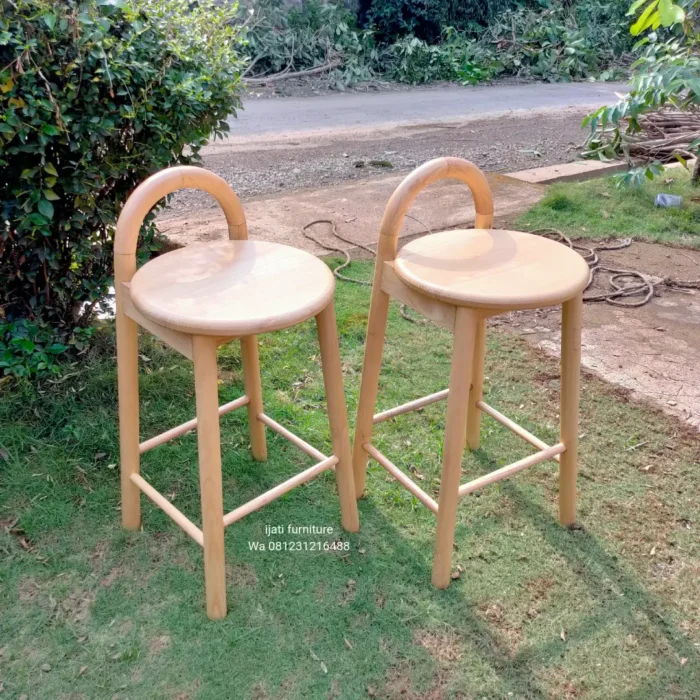 Kursi Bar Stool Minimalis Kayu Sungkai