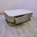 meja coffee table minimalis gold duco top marmer