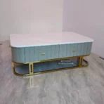 meja coffee table minimalis gold duco top marmer