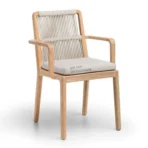 Kursi Teras Kayu Jati Minimalis dengan Sandaran Tali Anyam