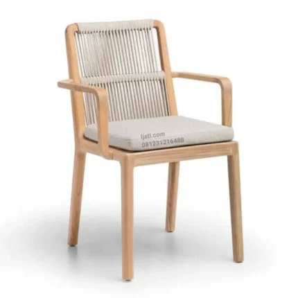 Kursi Teras Kayu Jati Minimalis dengan Sandaran Tali Anyam