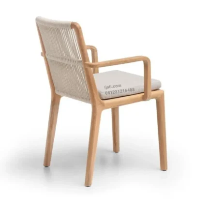 Kursi Teras Kayu Jati Minimalis dengan Sandaran Tali Anyam