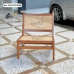 Kursi Santai Kayu Jati Anyaman Rotan