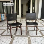 Kursi Makan Jati Jok Kulit Sapi