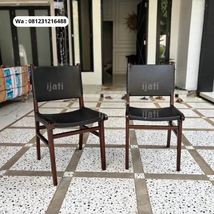 Kursi Makan Jati Jok Kulit Sapi