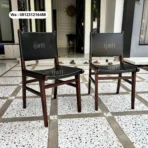Kursi Makan Jati Jok Kulit Sapi