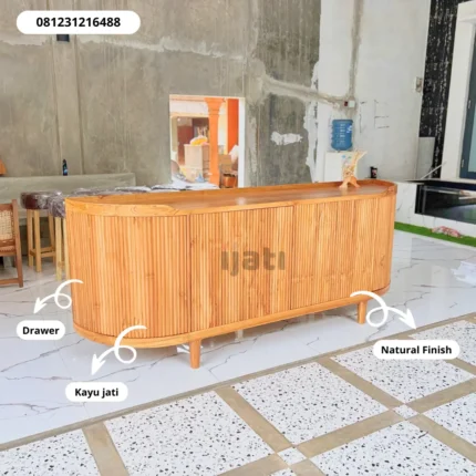 Kabinet Jati Retro Jepara Pintu Fluted