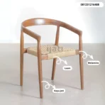 Kursi Makan Kayu Jati Minimalis Anyaman Loom - Kursi Cafe Japandi