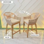 Kursi Bar Kayu Jati Solid Anyaman Rope