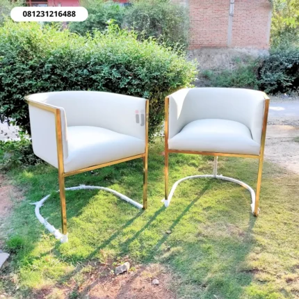 Jual Kursi Cafe Industrial Gold Stainless Steel - Bahan Kulit Sintetis