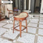 Kursi Bar Kayu Jati Minimalis Anyaman Rotan Alami